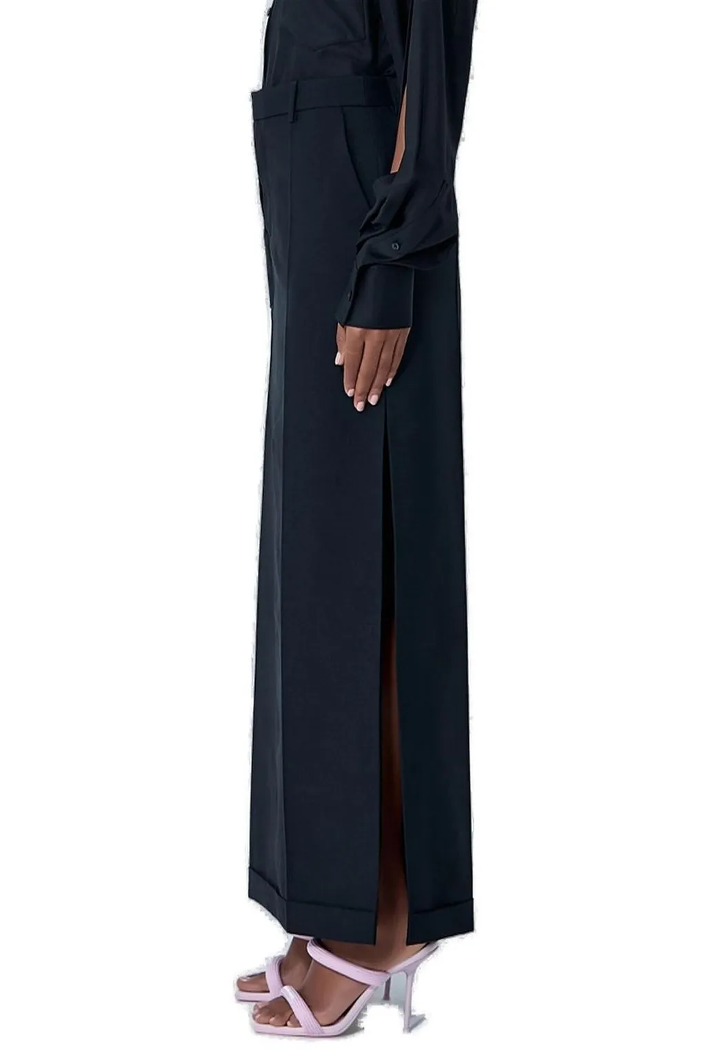 Mid Rise Tailored Maxi Skirt