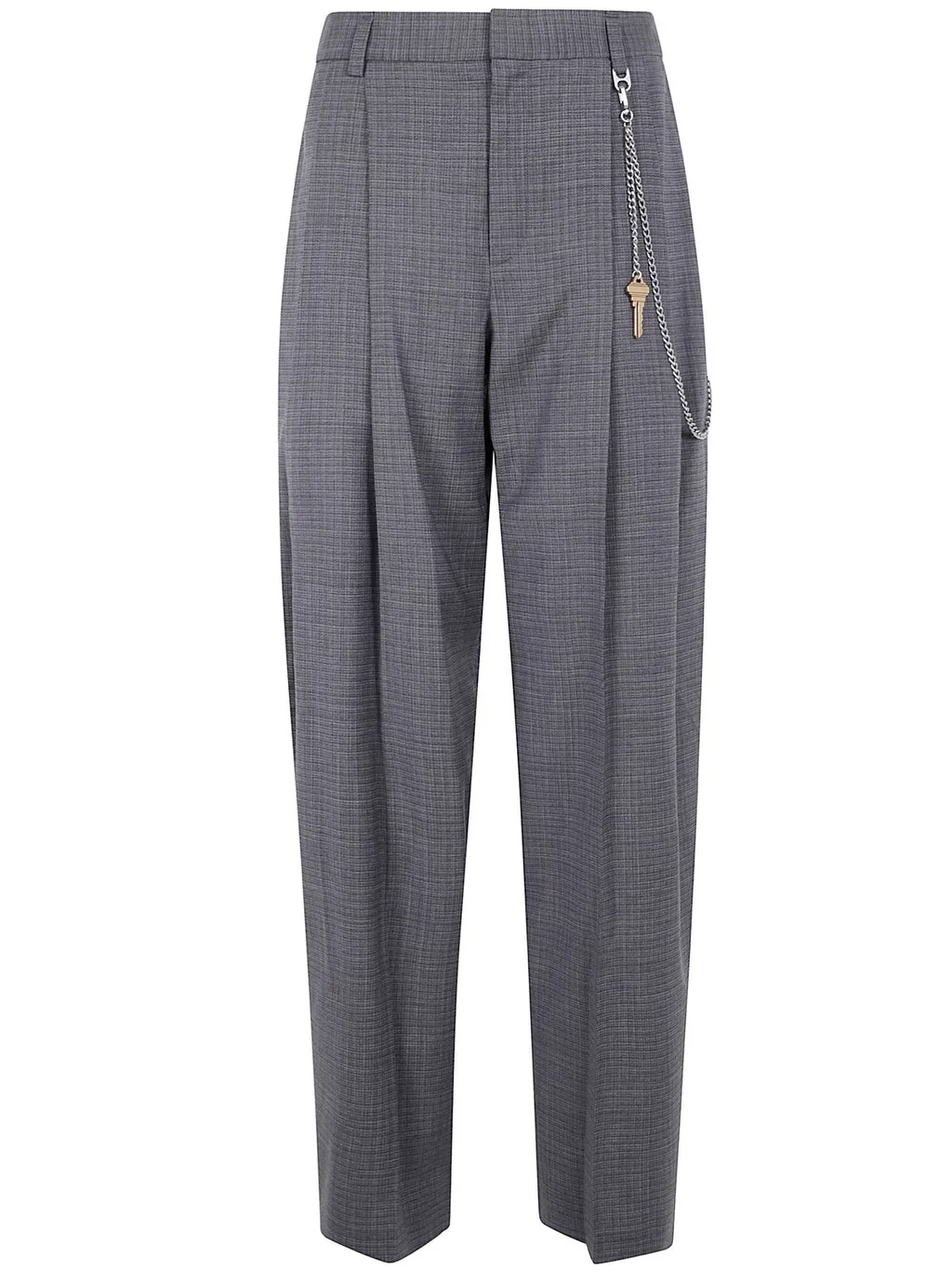 Chain-Detailed Pleated Trousers