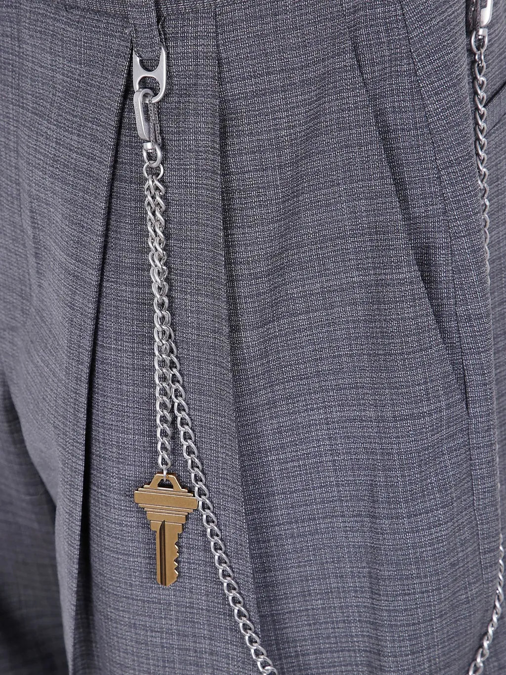 Chain-Detailed Pleated Trousers