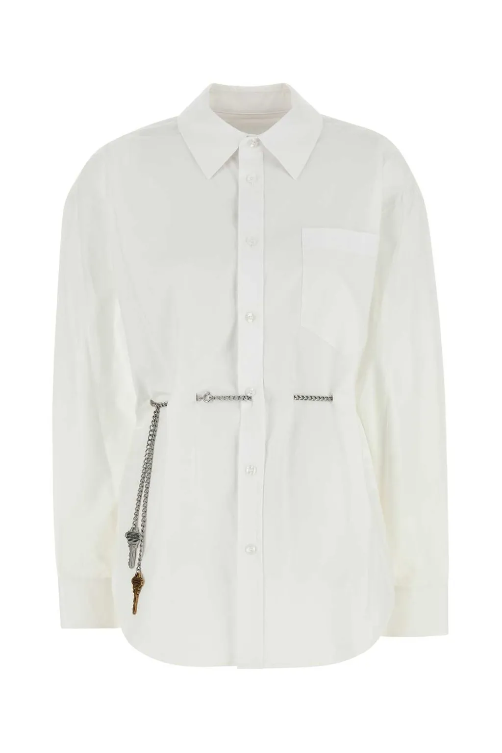 Chain Belt Collared Long-Sleeve Shirt