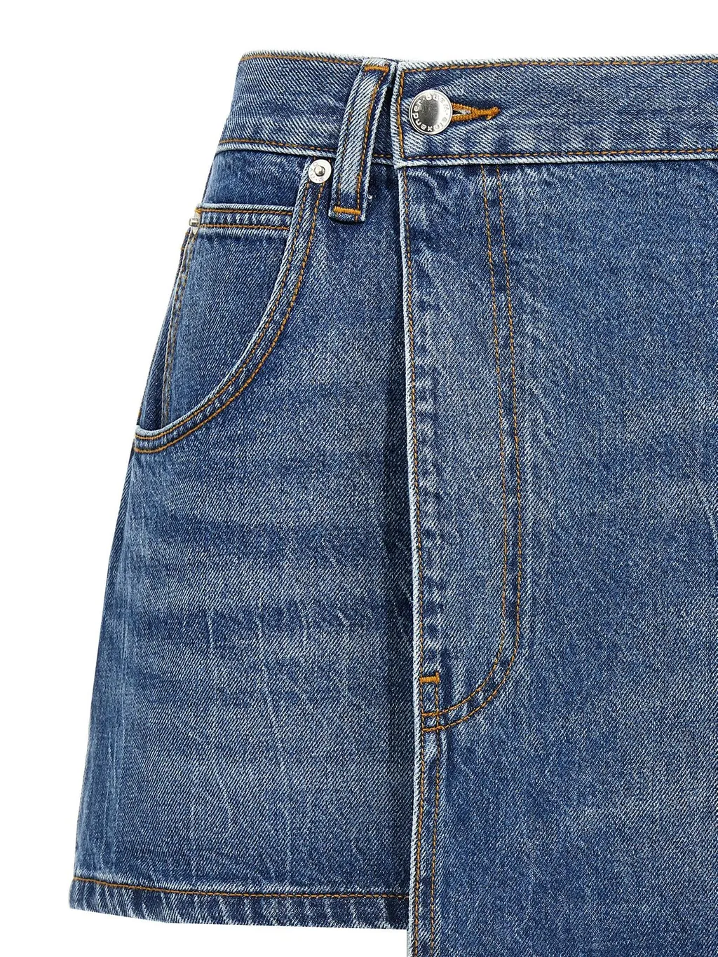 Distressed Denim Wrap Skirt