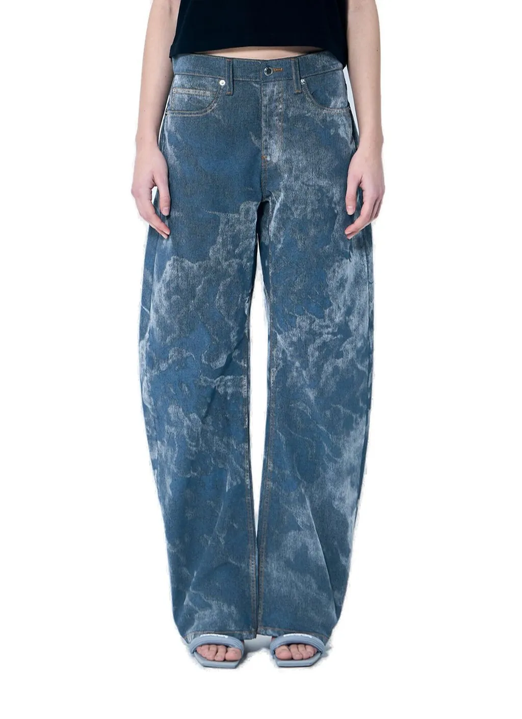 Low-Rise Flocked Jeans