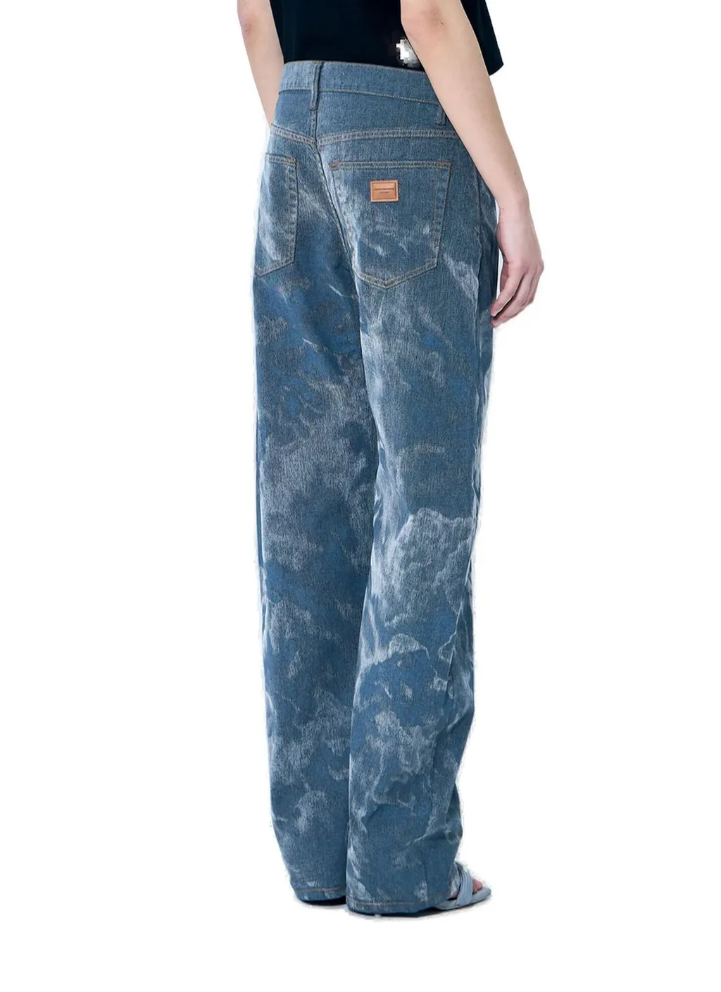 Low-Rise Flocked Jeans