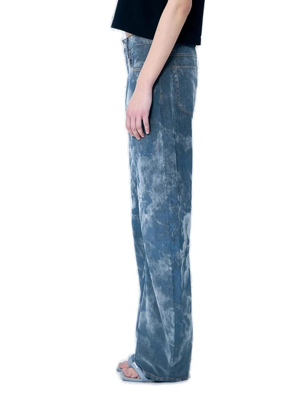 Low-Rise Flocked Jeans
