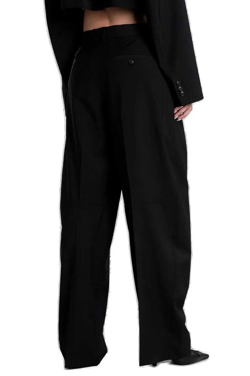 Pleated Key-Chain Wide-Leg Trousers
