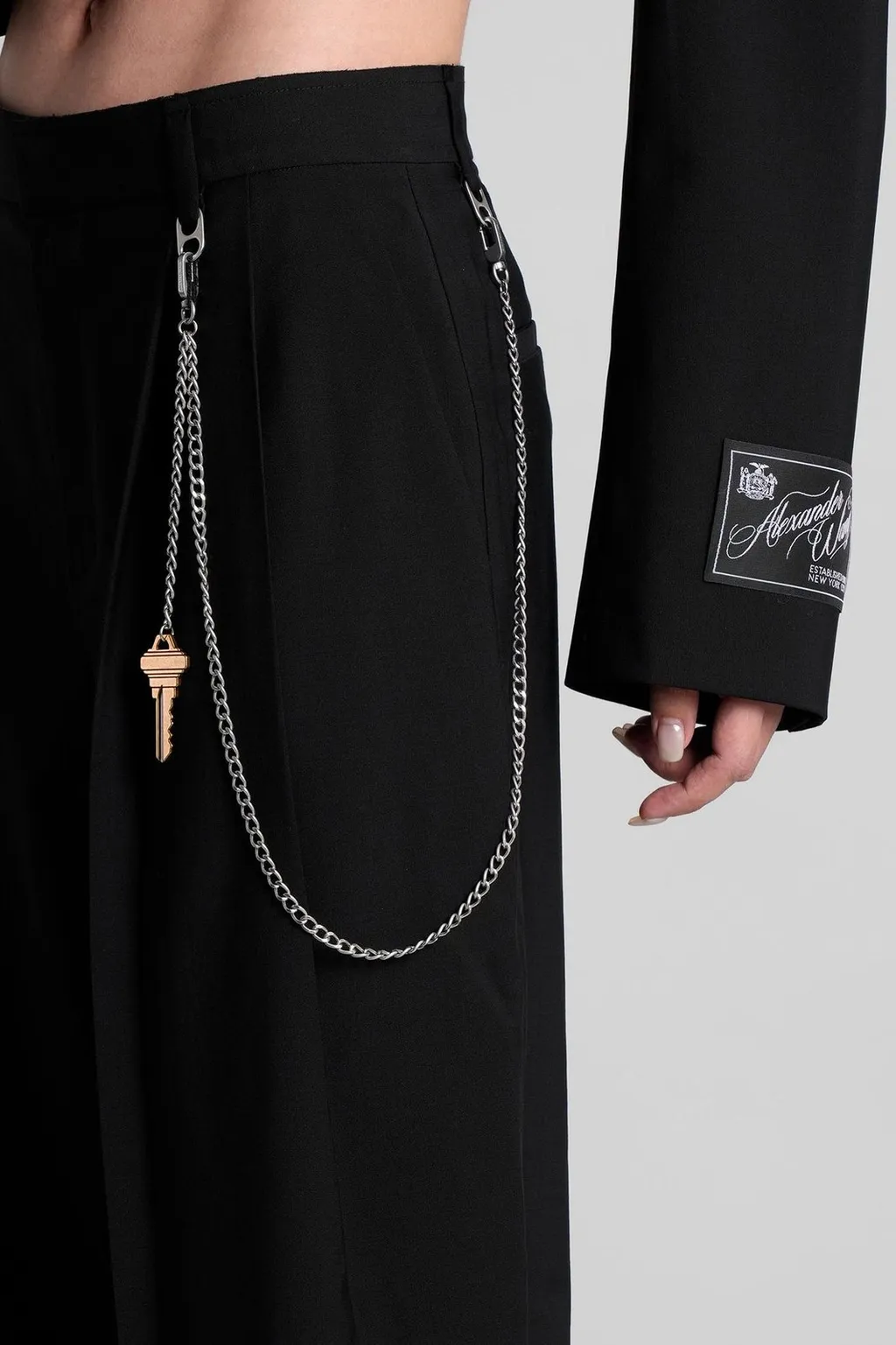 Pleated Key-Chain Wide-Leg Trousers