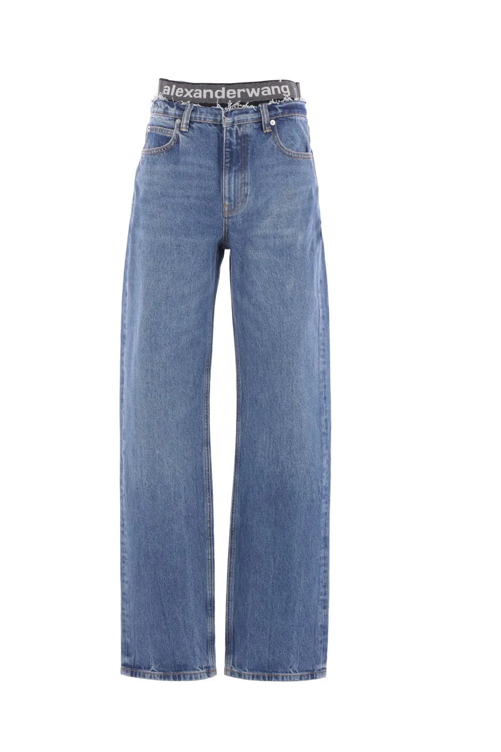 Logo-Waistband Layered Jeans