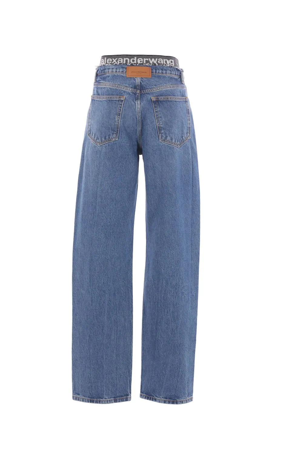 Logo-Waistband Layered Jeans
