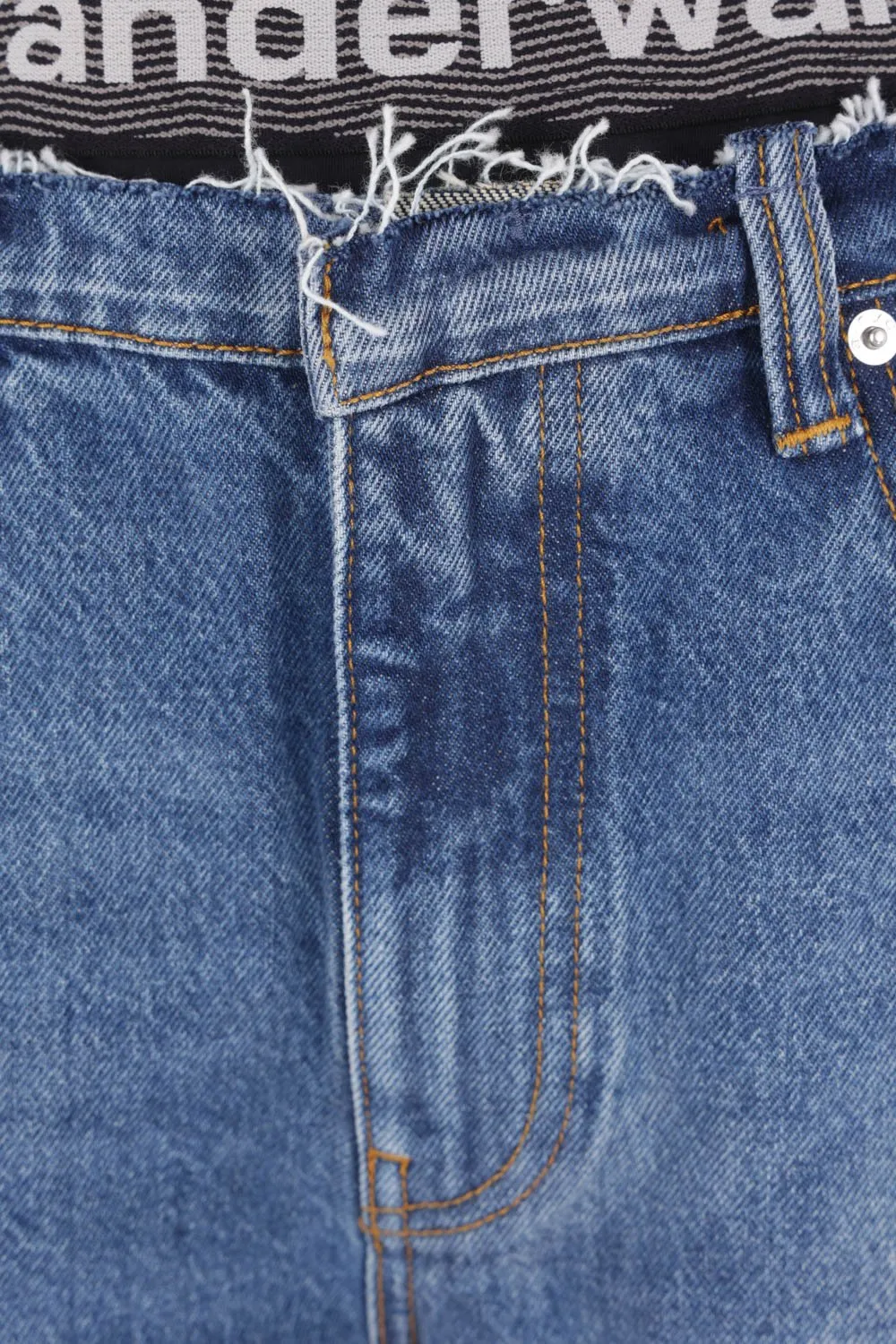 Logo-Waistband Layered Jeans