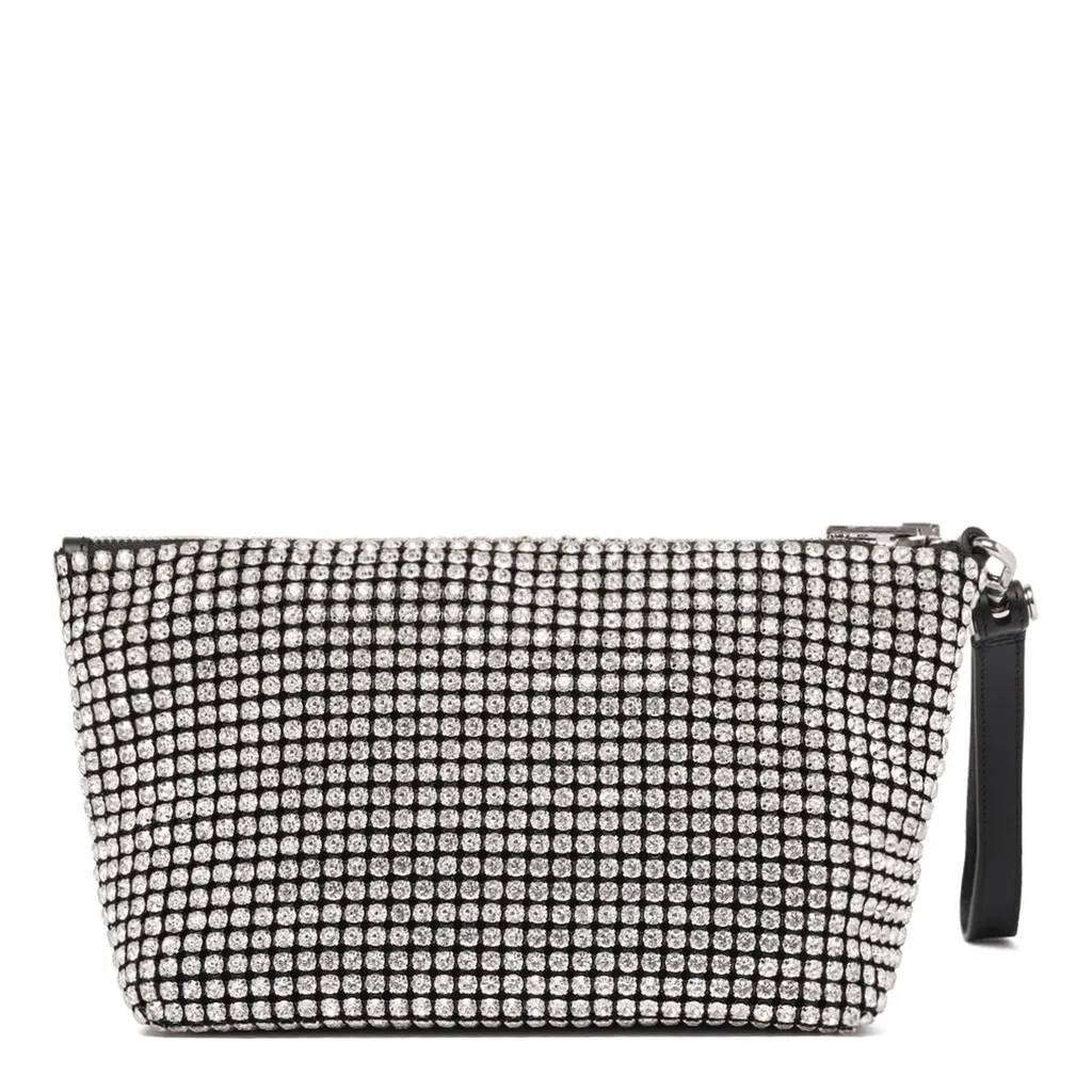 Embellished Zip Detailed Clutch Bag