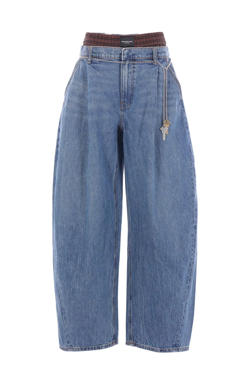 Oversized Chain Detailed Pleated Jeans