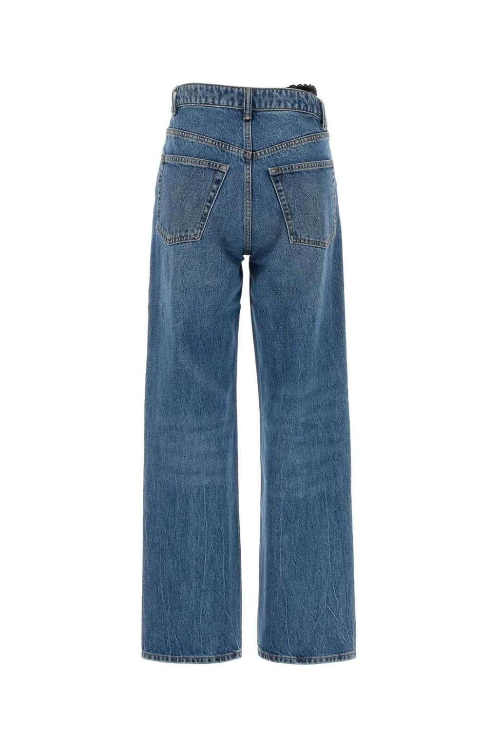 Asymmetrical Lace-Detailed Jeans