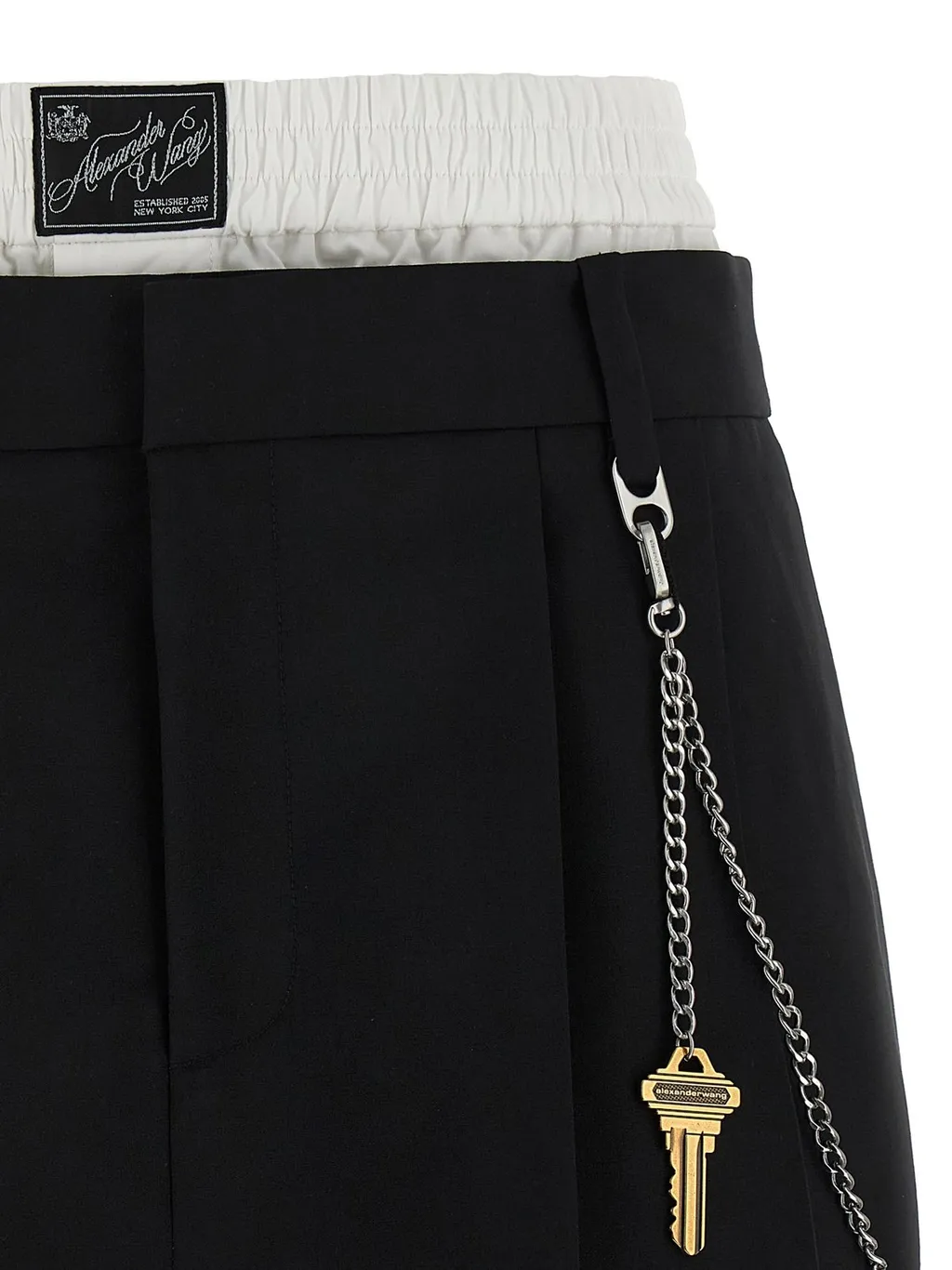 Double-Pleated Raw-Cut Hem Skirt