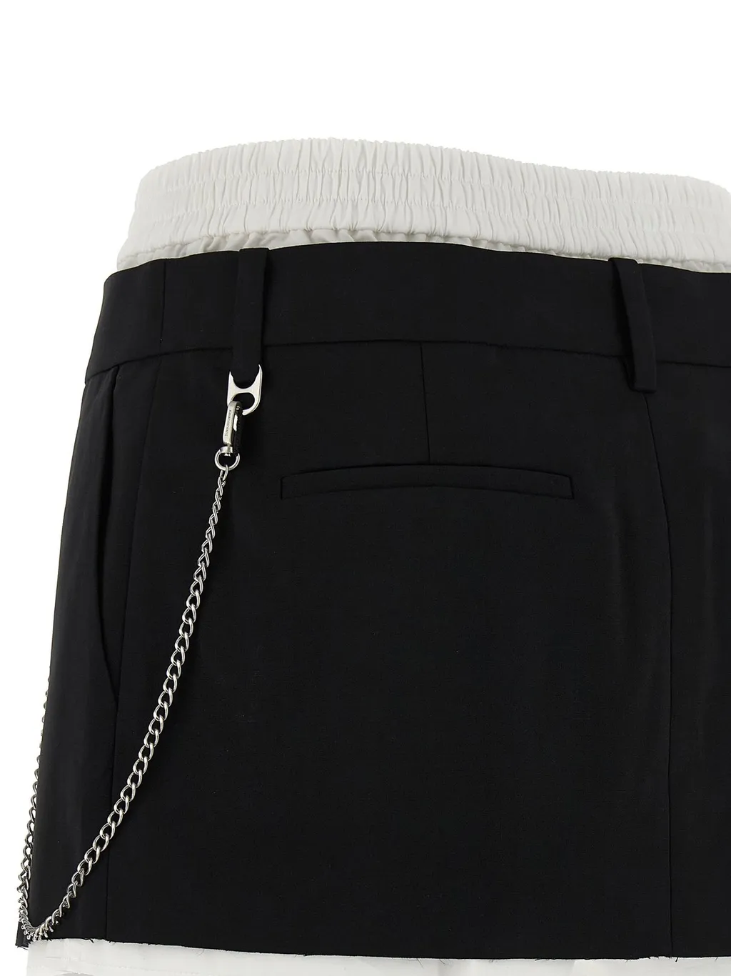 Double-Pleated Raw-Cut Hem Skirt