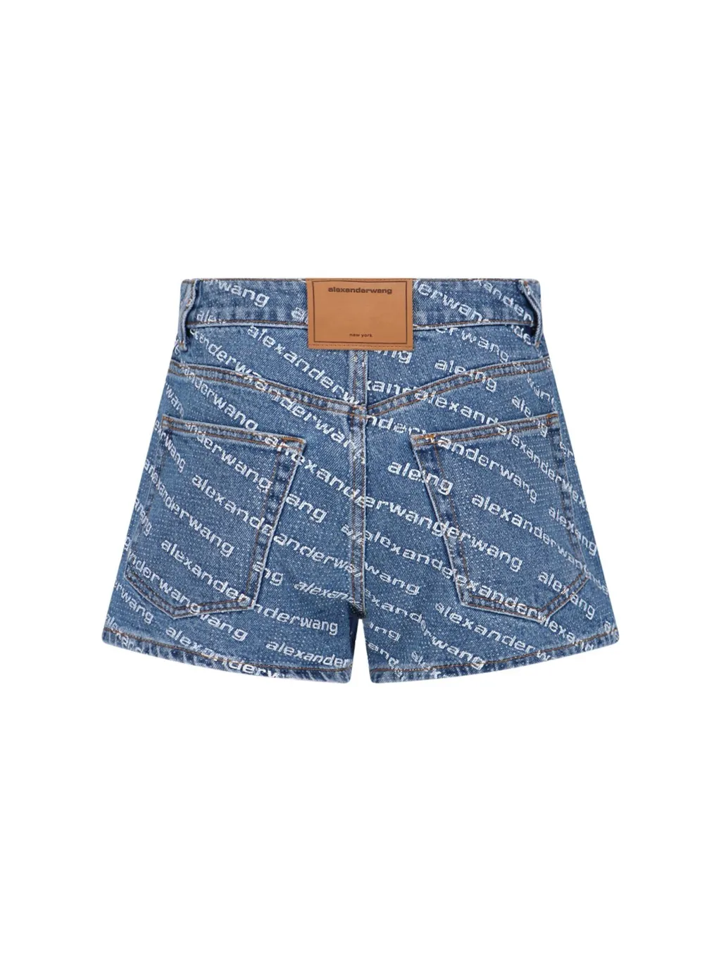 Allover Logo Printed Denim Shorts