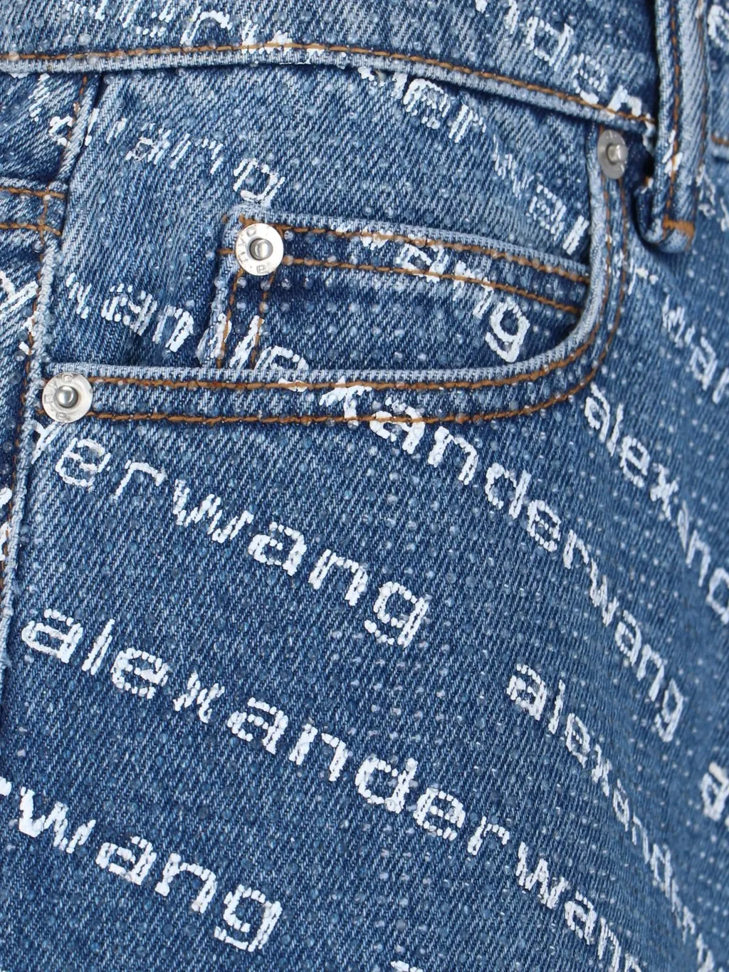 Allover Logo Printed Denim Shorts