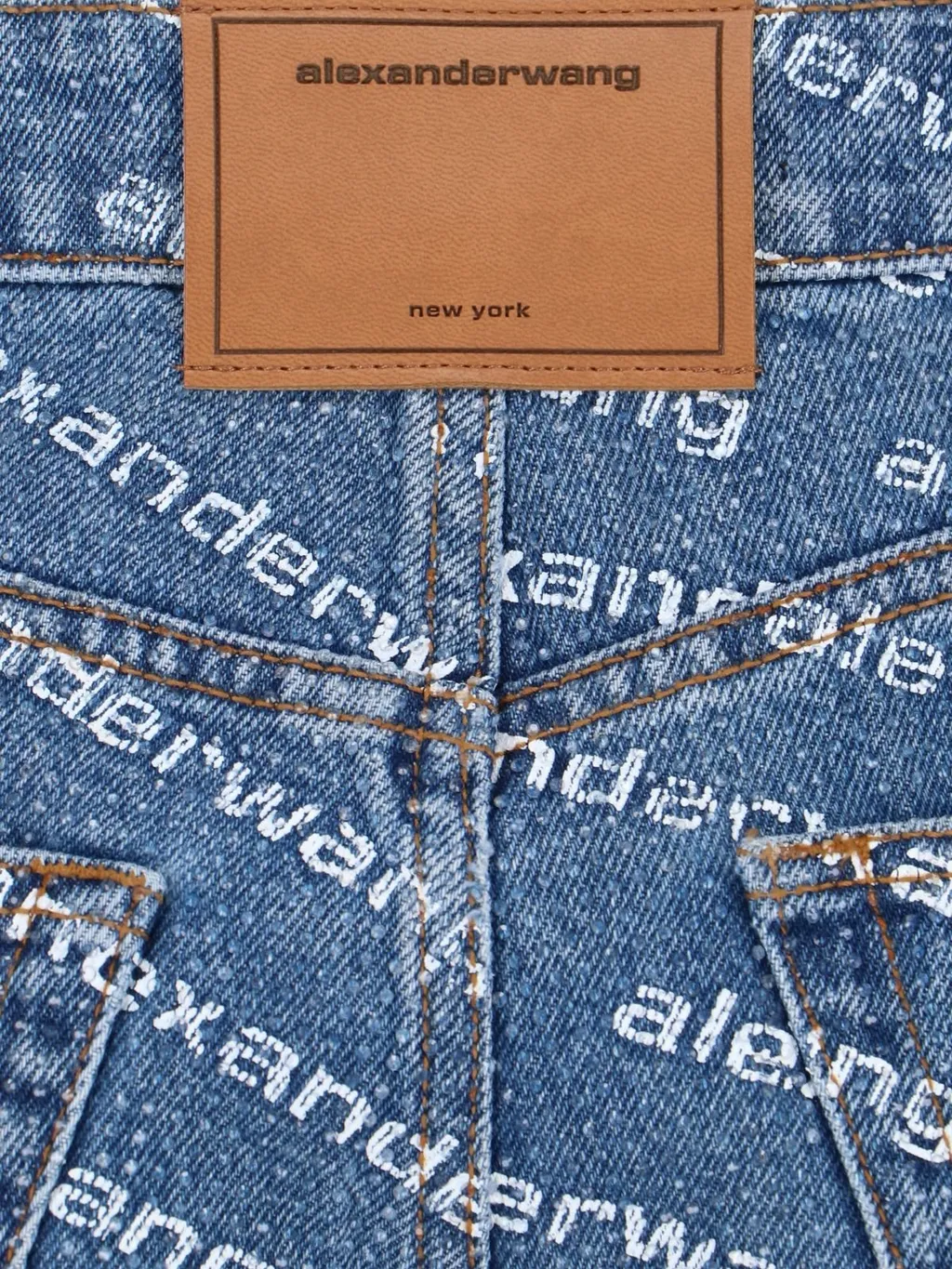 Allover Logo Printed Denim Shorts