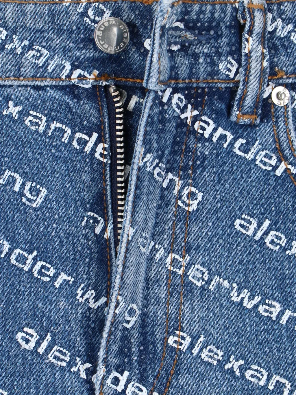 Allover Logo Printed Denim Shorts