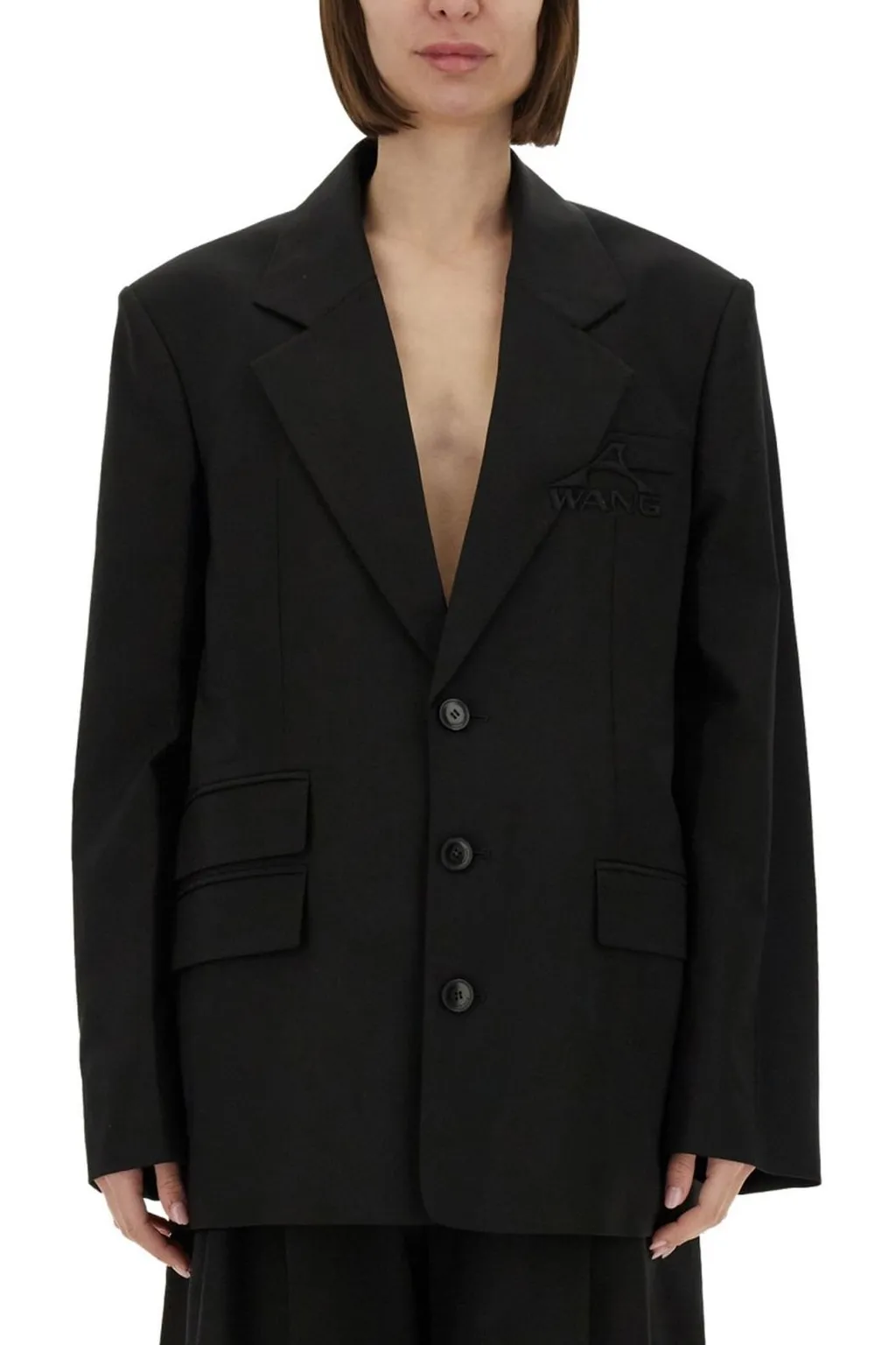 Oversized Logo Embroidered Blazer