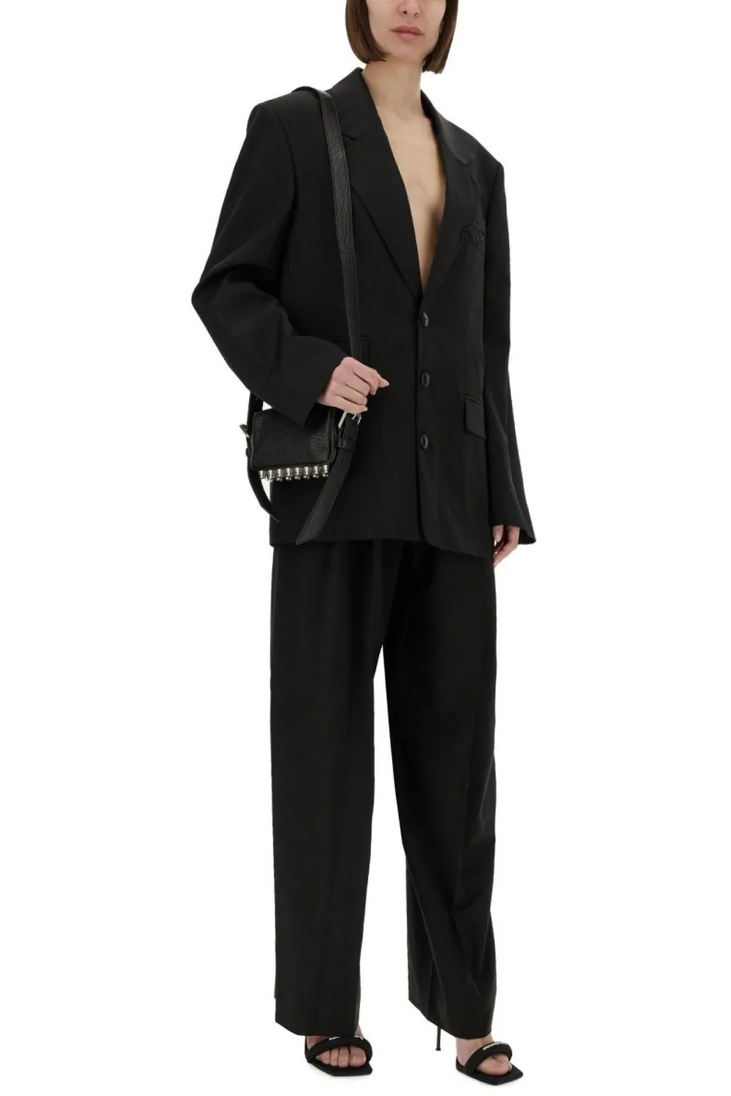 Oversized Logo Embroidered Blazer