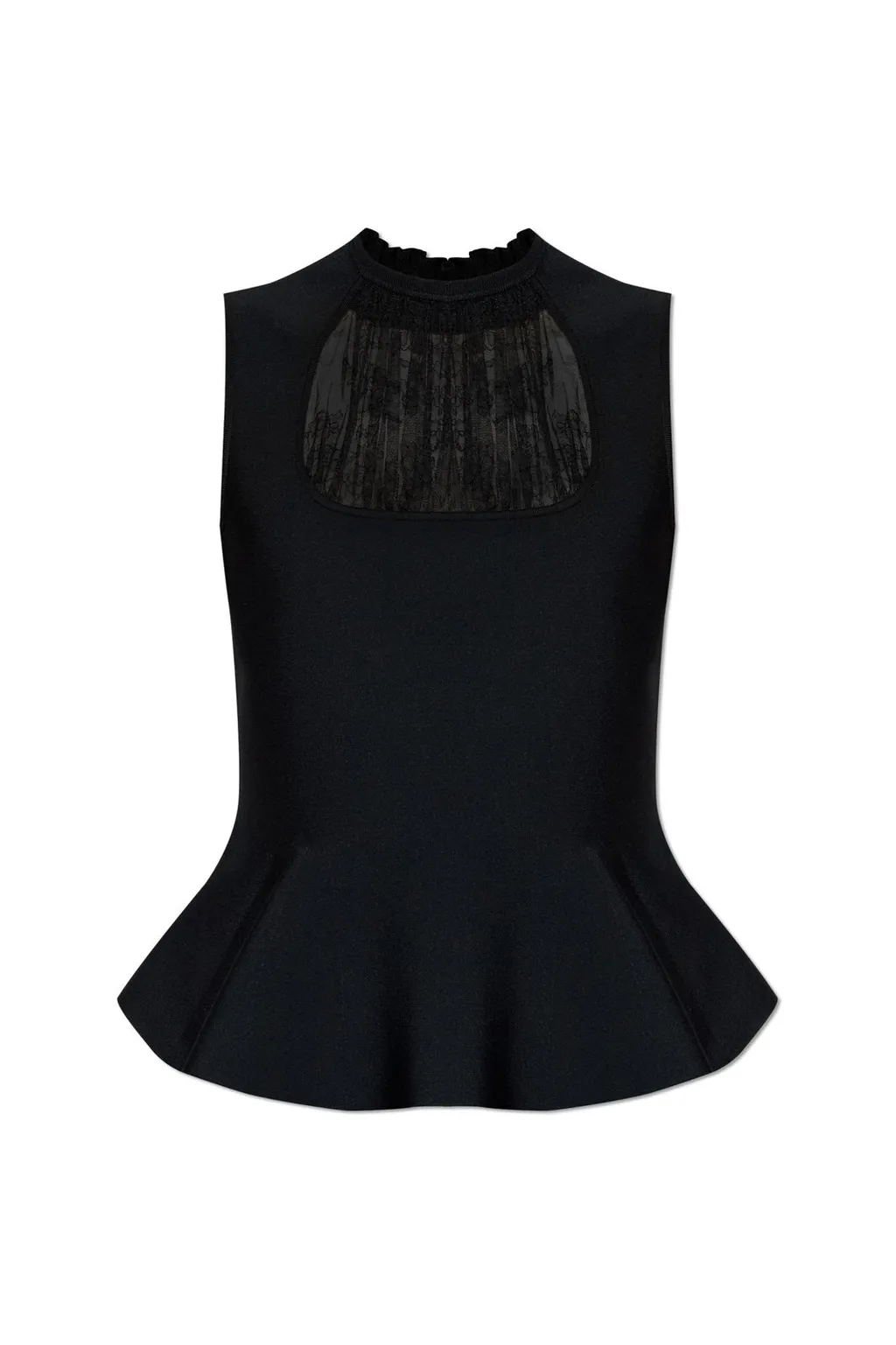 Lace-Panelled Sleeveless Top