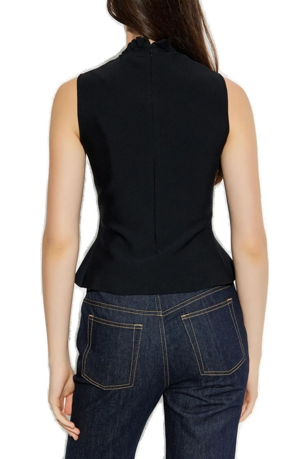 Lace-Panelled Sleeveless Top
