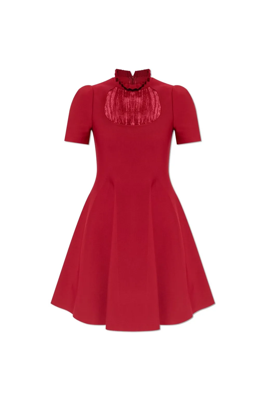 Lace-Panelled Flared Mini Dress