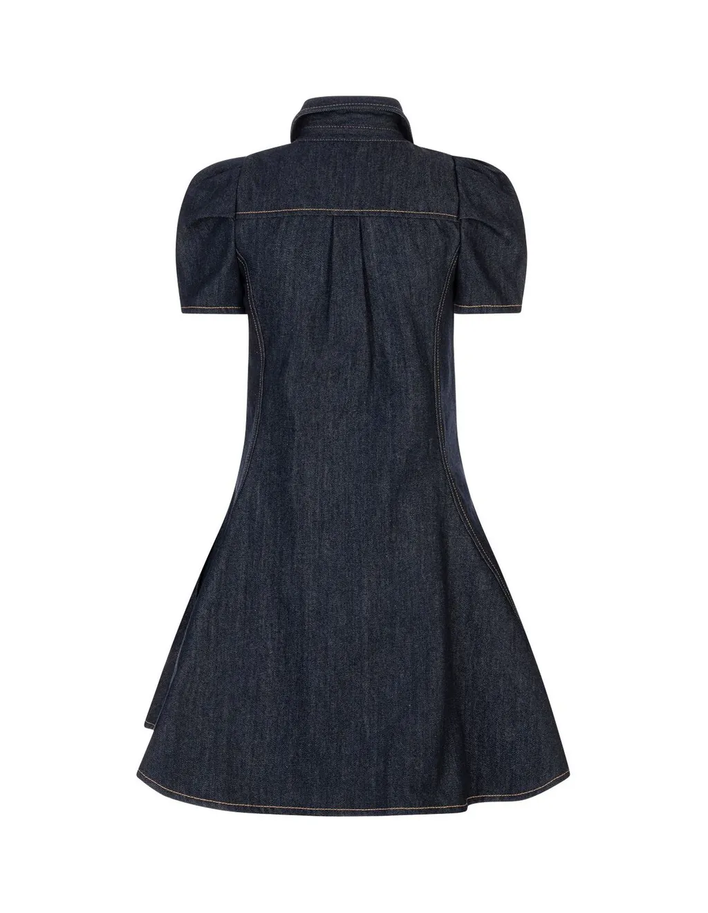 Pinched Shoulder Denim Mini Dress