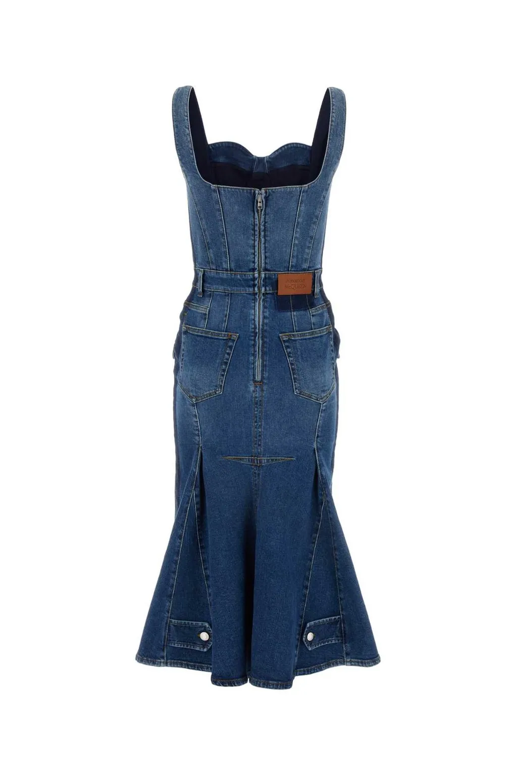 Kickback Sleeveless Denim Midi Dress