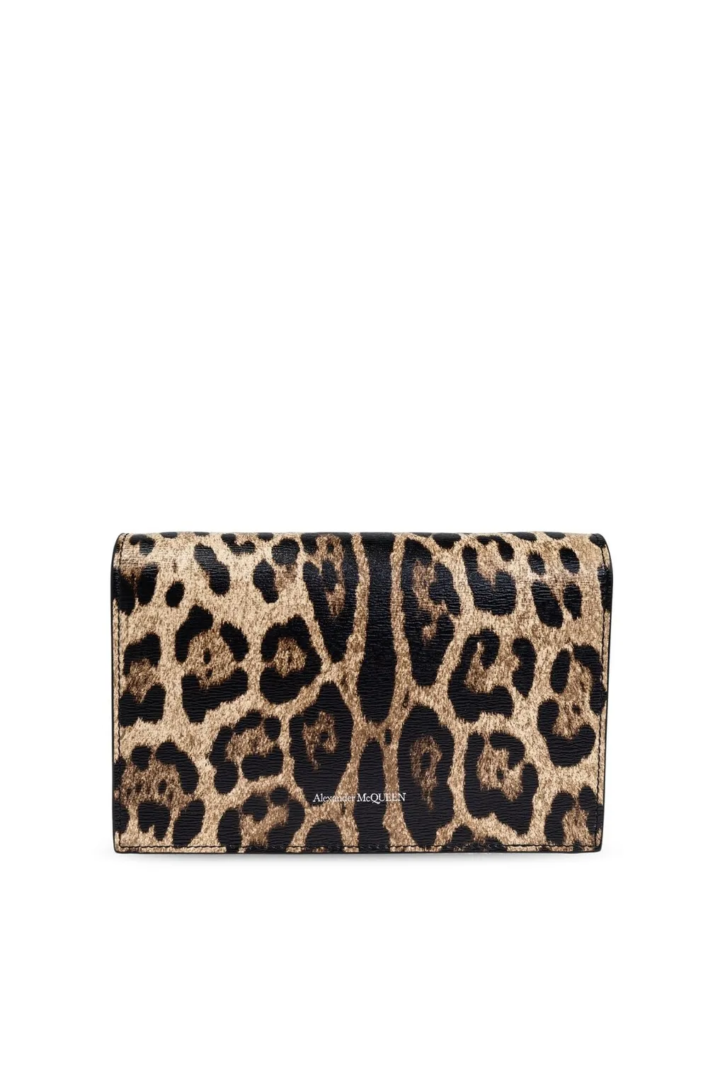 Leopard Printed Small Skull Clutch Bag