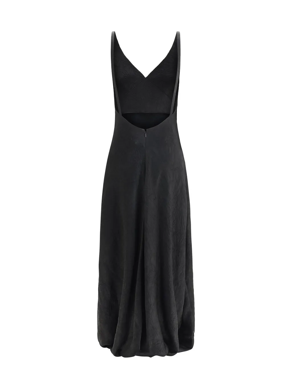 Crinkled-Finish V-Neck Maxi Dress
