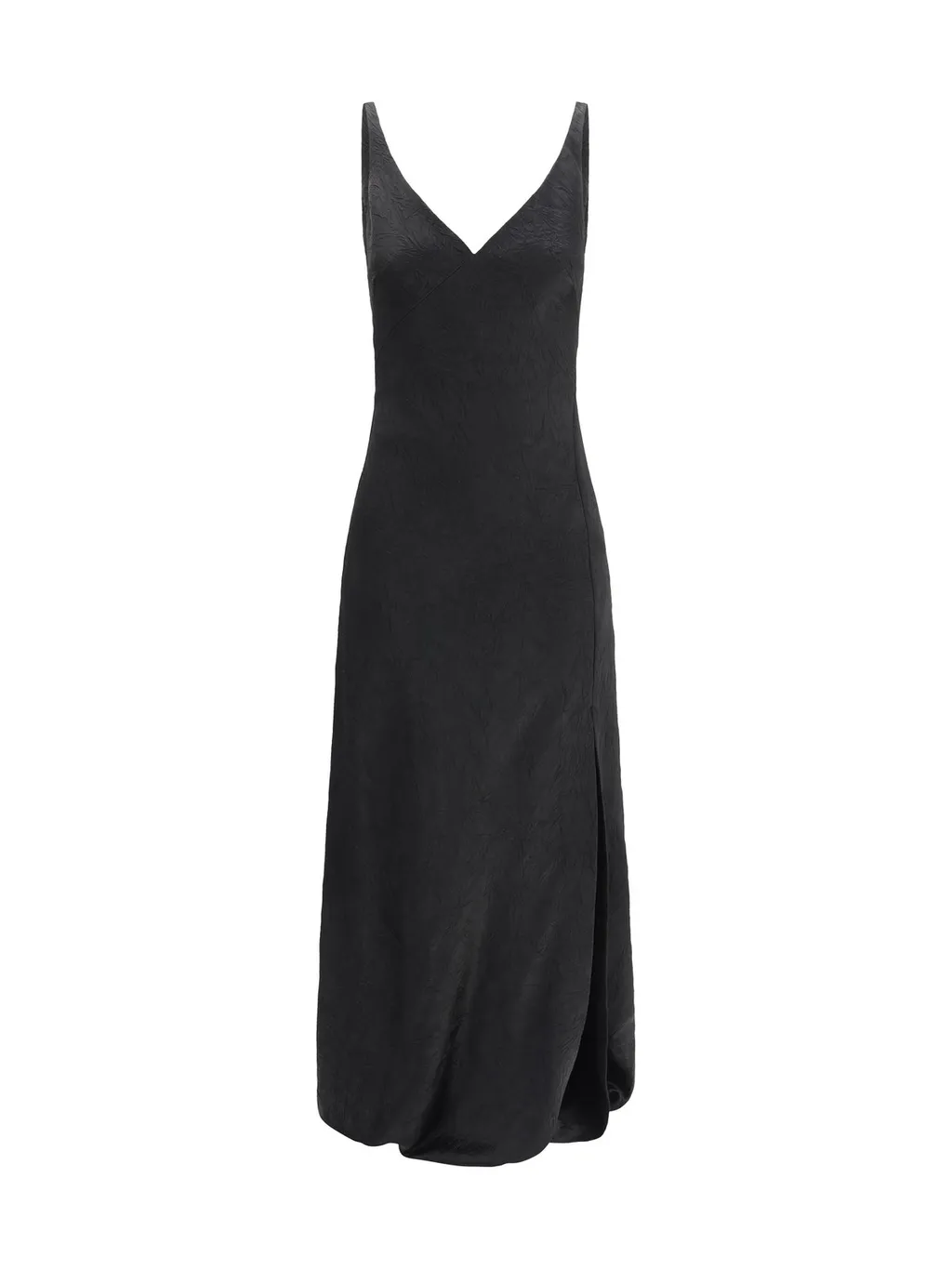 Crinkled-Finish V-Neck Maxi Dress
