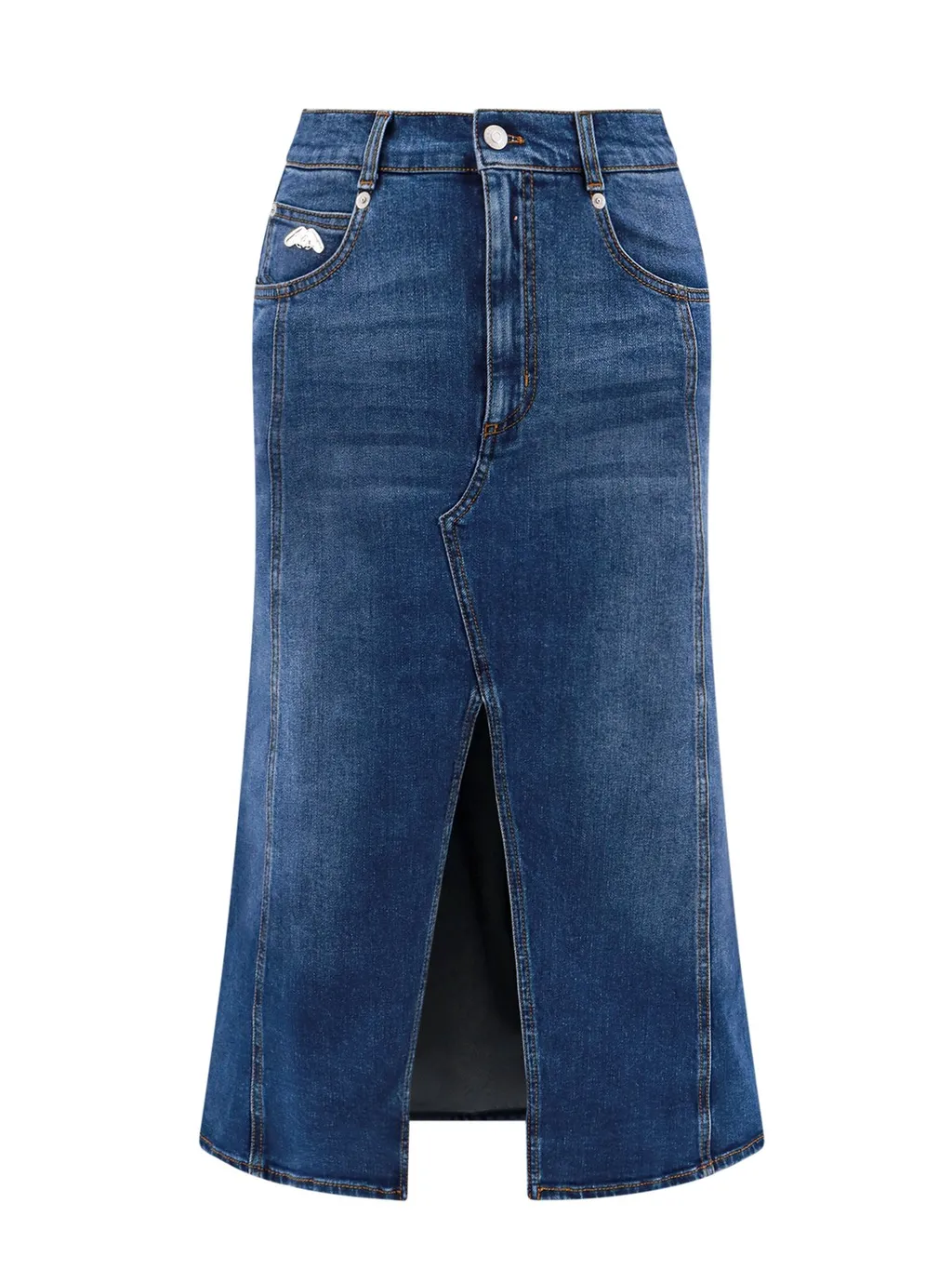 Front Slit Denim Skirt