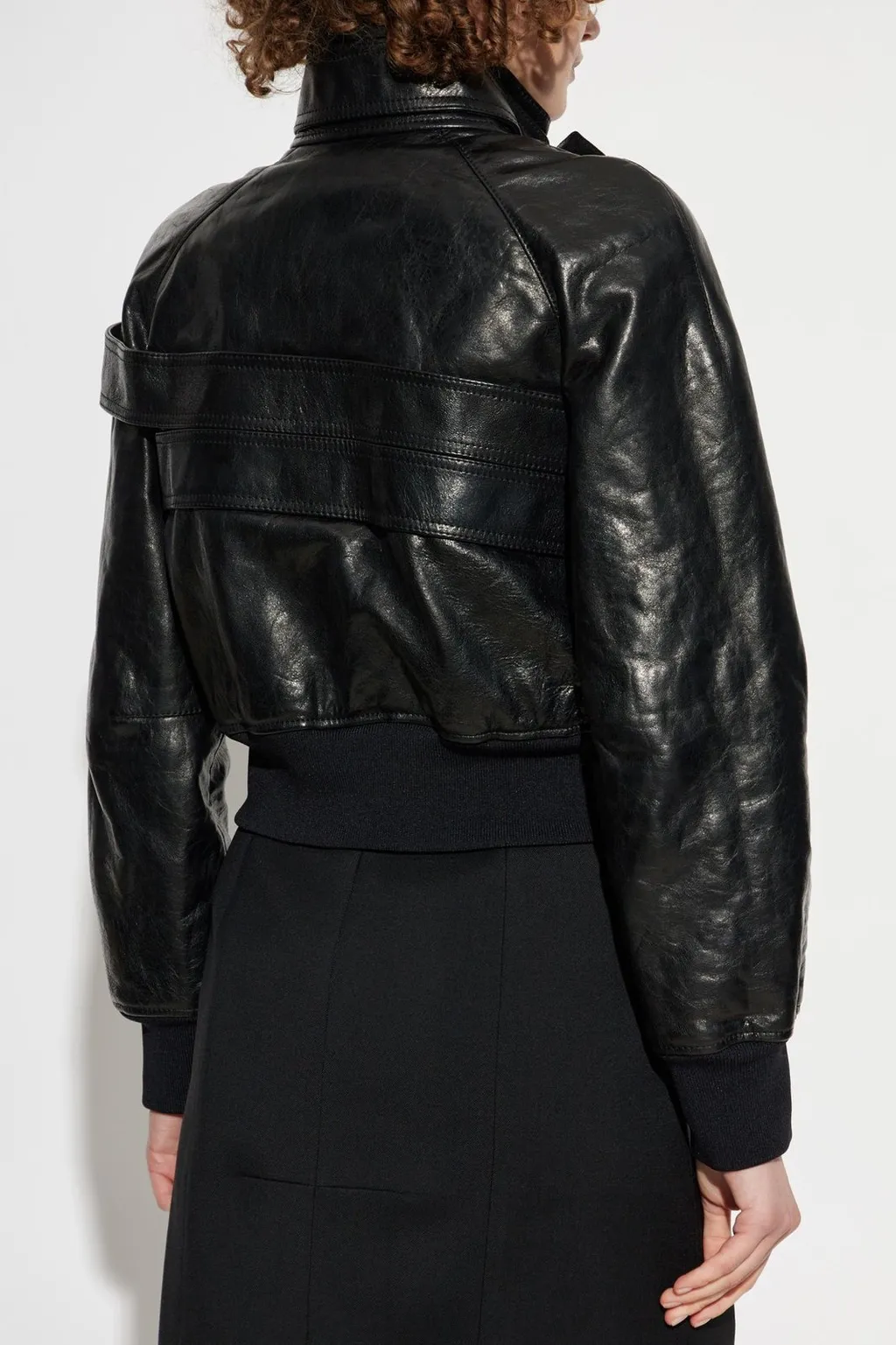 Belt Detail Leather Jacket