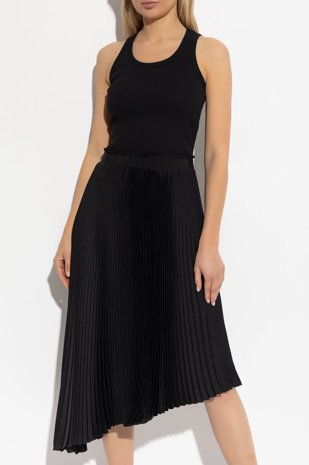 Pleated Asymmetric Sleeveless Dress