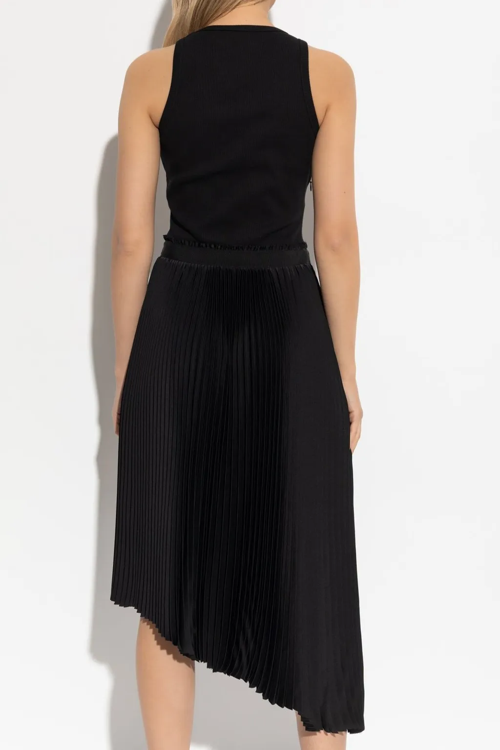 Pleated Asymmetric Sleeveless Dress