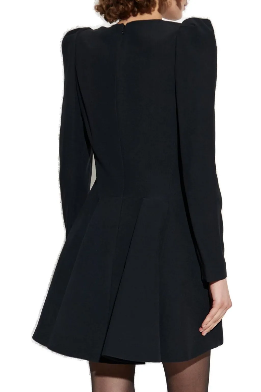Puff-Sleeved Flared Mini Dress