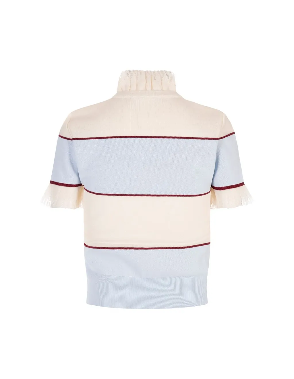 Ruffled Detail Striped Polo Shirt