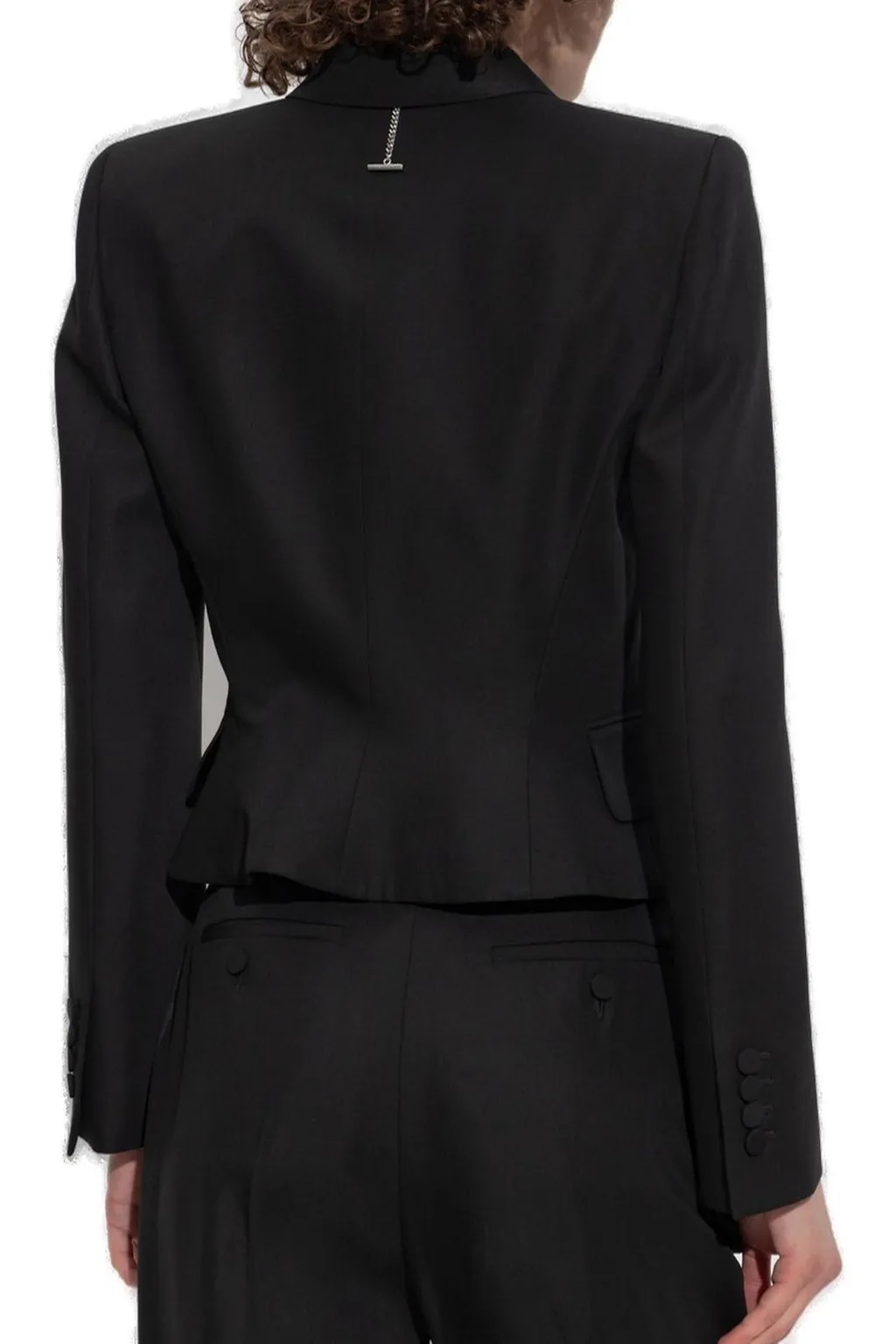 Flap-Pocketed Double-Breasted Blazer