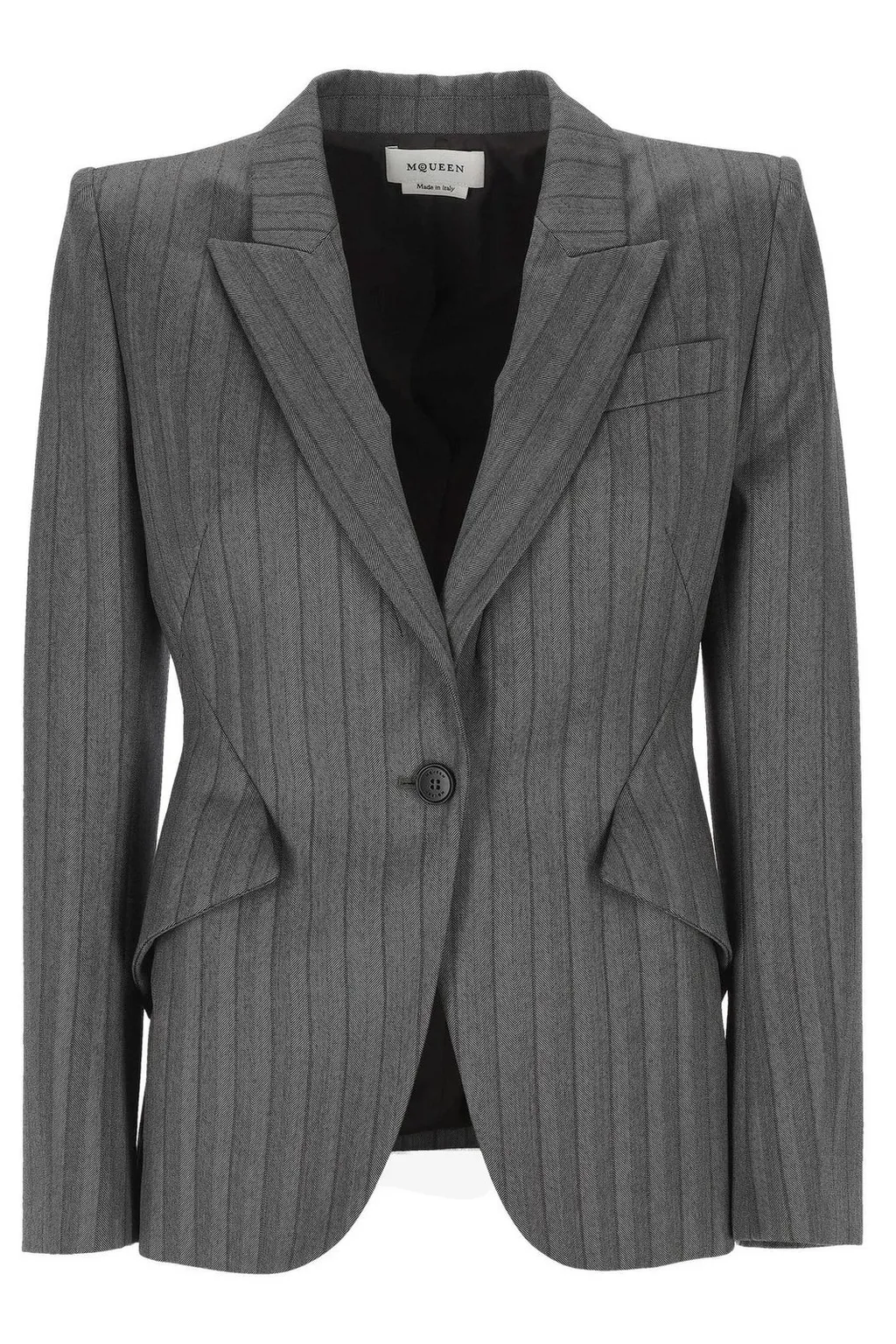 Herringbone Single-Breasted Jacket