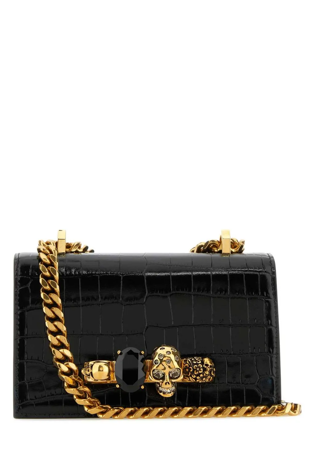 Embossed Embellished Mini Satchel Bag