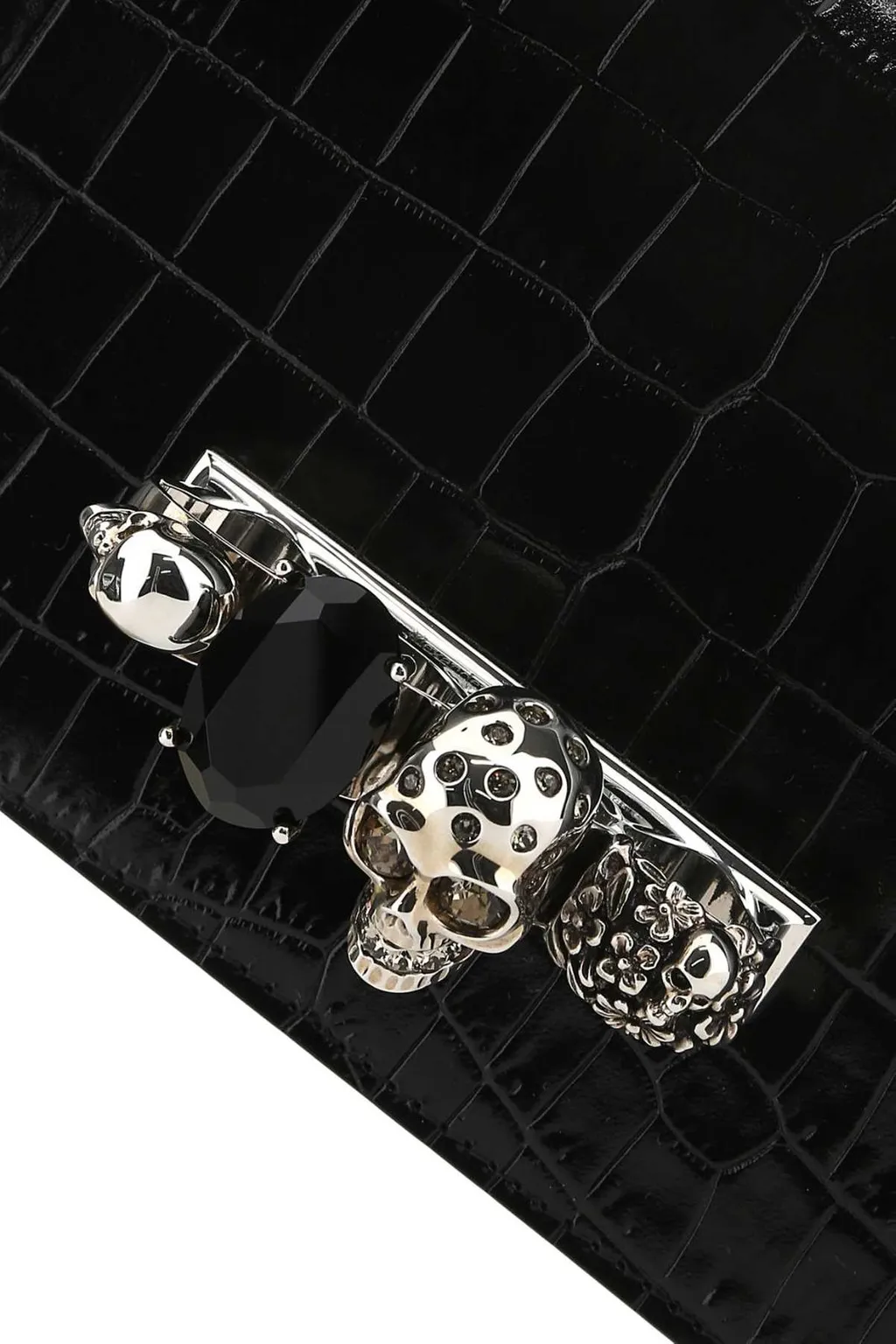 Jewelled Skull Embossed Shoulder Bag