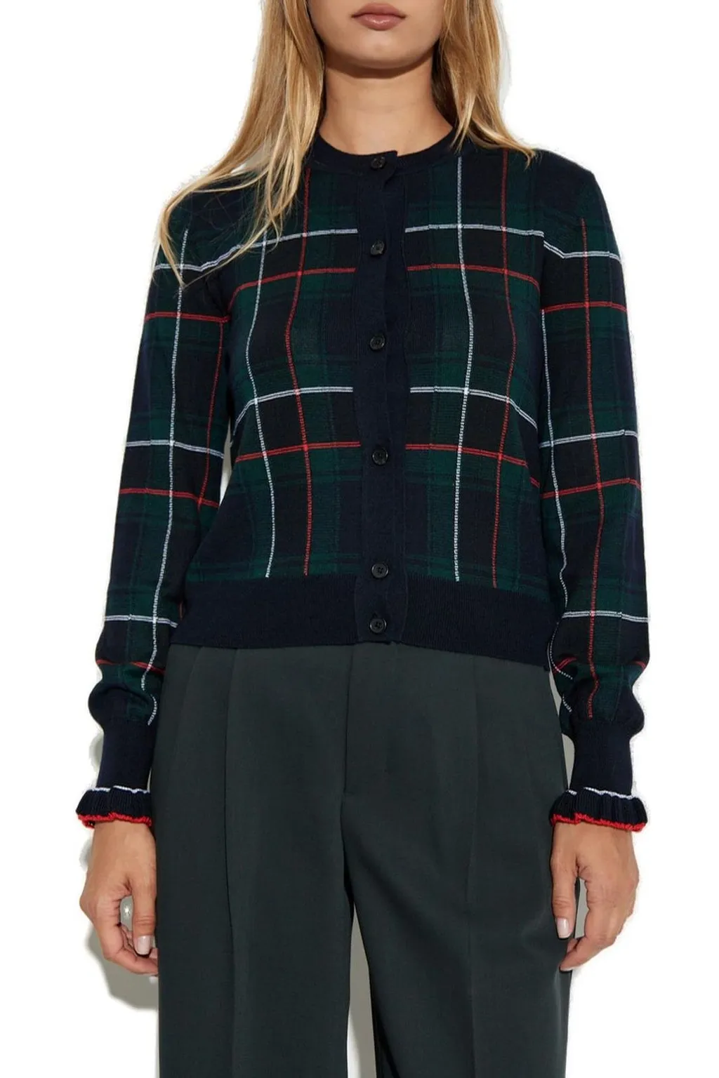 Tartan Buttoned Cardigan