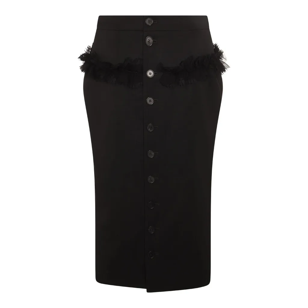 Slashed Buttoned Pencil Skirt