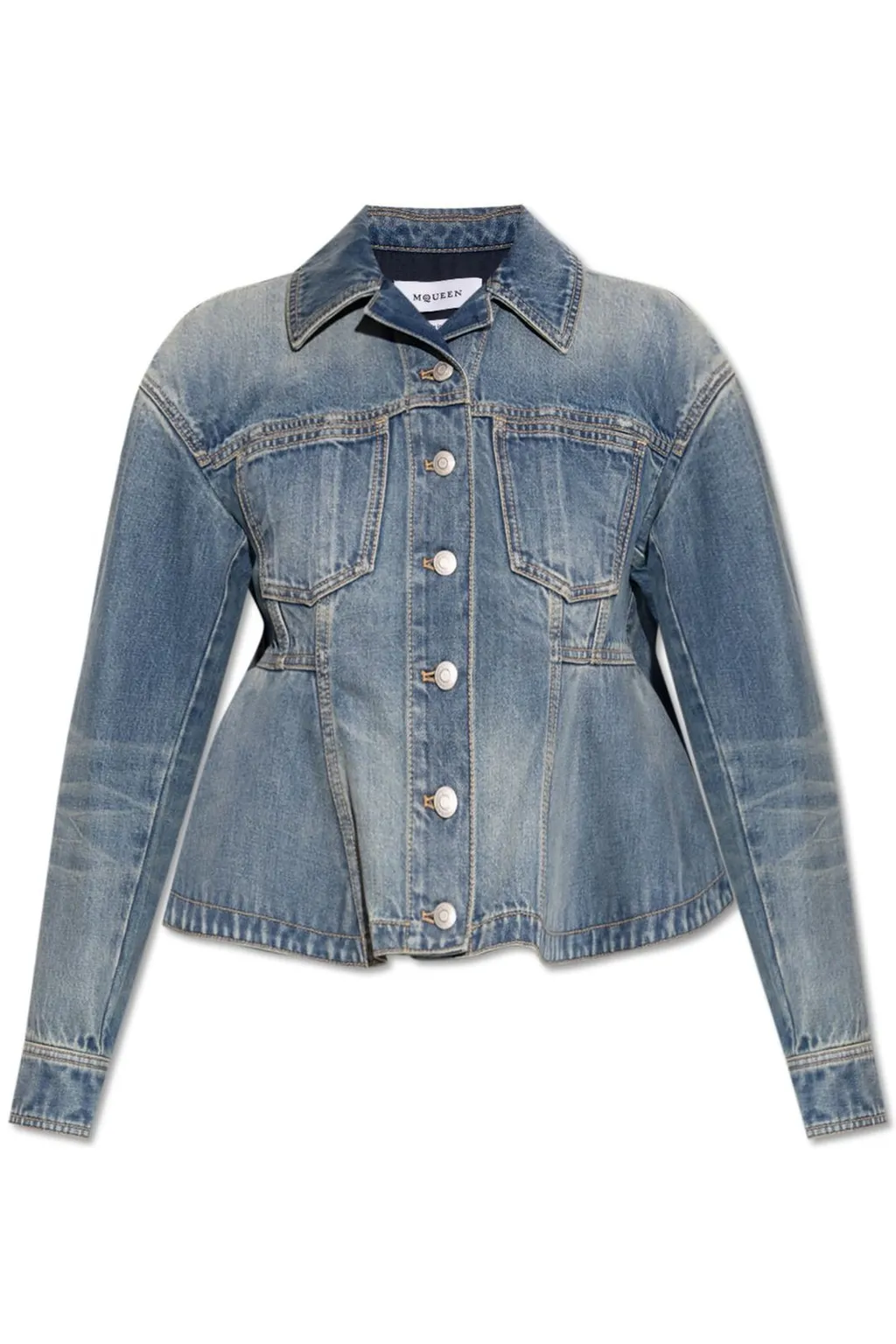Stonewashed Denim Peplum Jacket