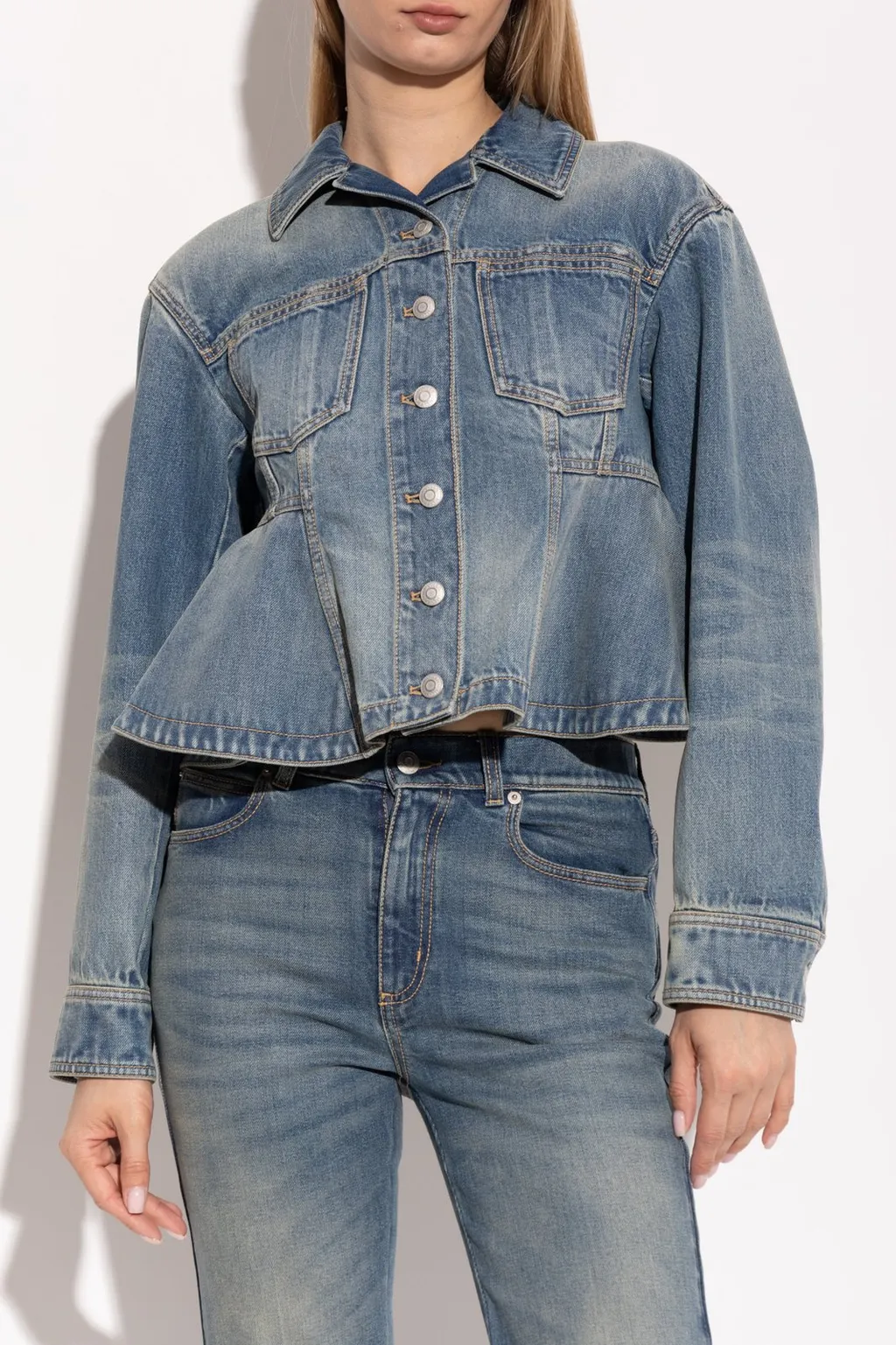 Stonewashed Denim Peplum Jacket