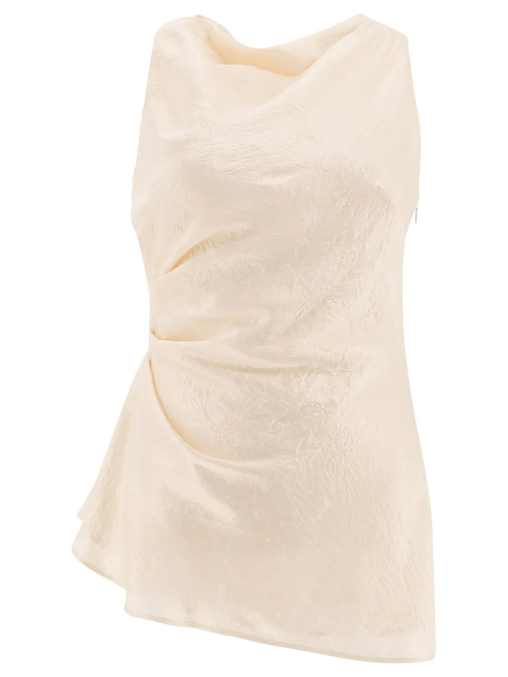 Mock-Neck Asymmetric Satin Top