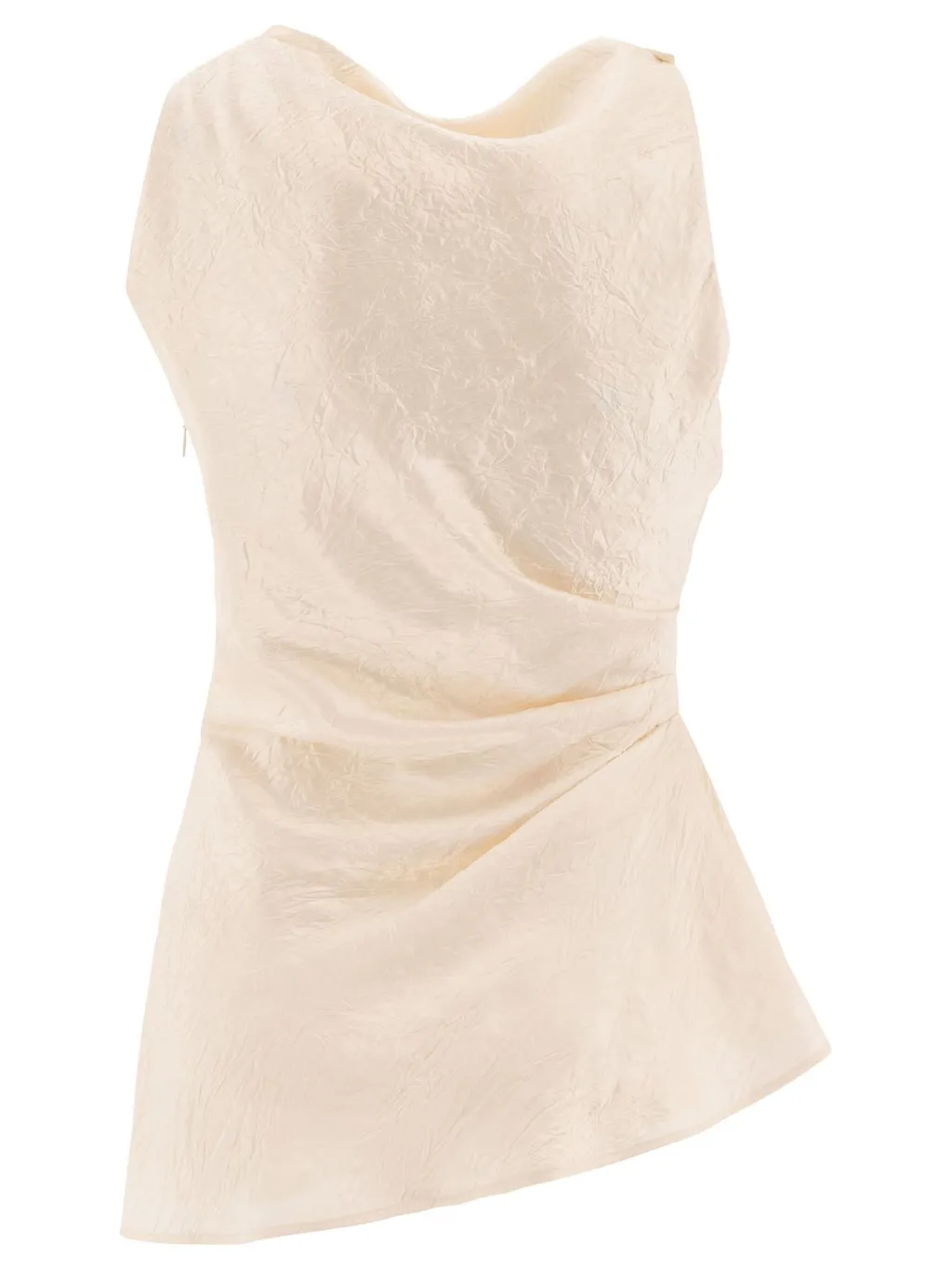 Mock-Neck Asymmetric Satin Top