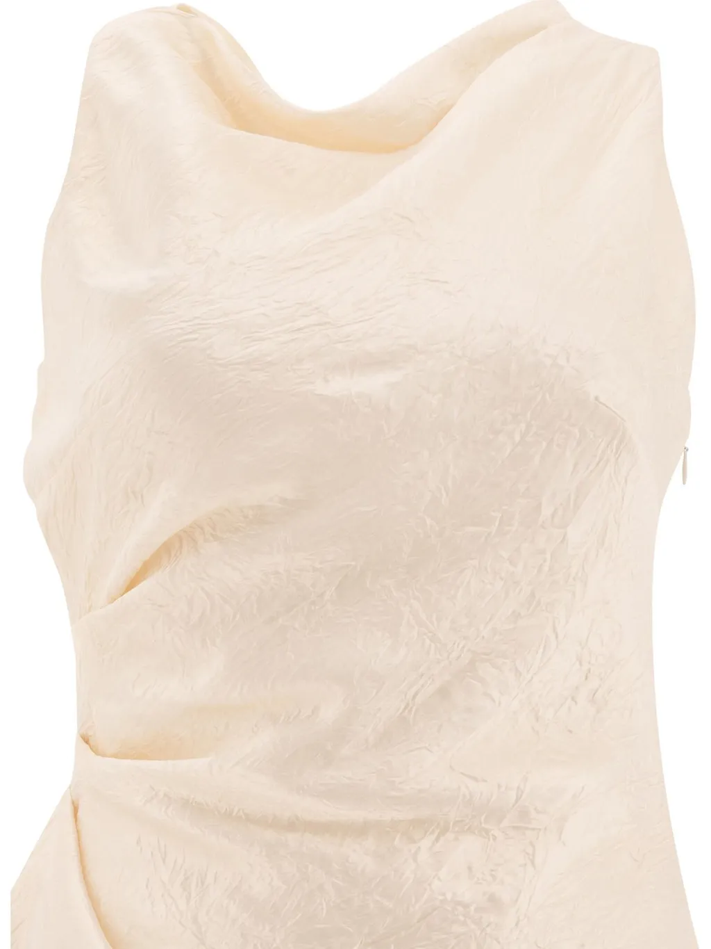 Mock-Neck Asymmetric Satin Top