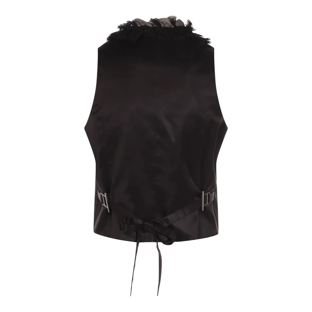 Double Breasted Fringed Vest